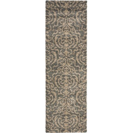 Safavieh 2 ft. 3 in. x 7 ft. Runner Grey and Beige Florida Shag Rug SG462-8013-27